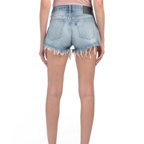 Levis Western Frayed Cut off Jean Shorts Hi-Rise - Picture 3 of 13